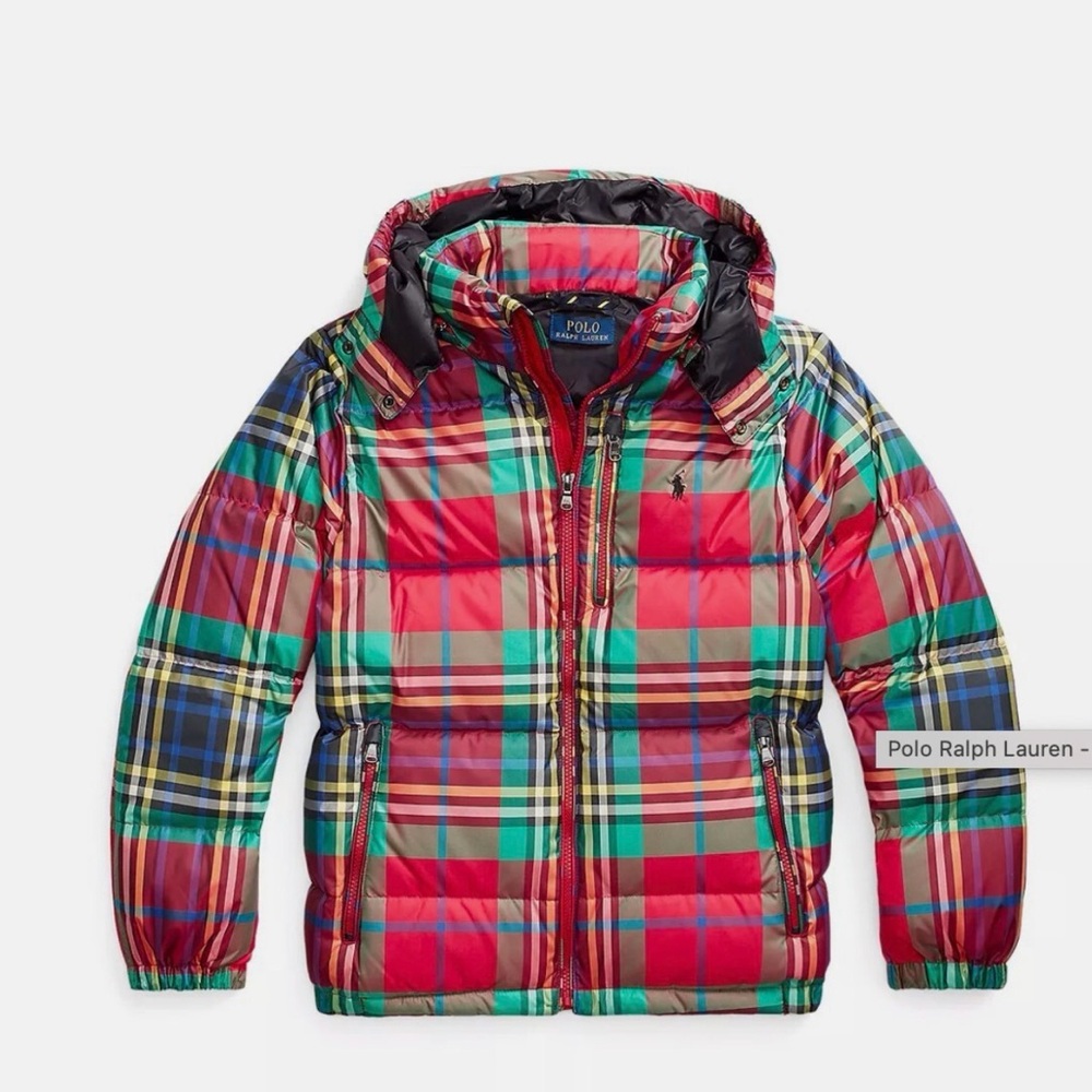 Polo Ralph Lauren Boys plaid check down filled jacket Size Small 5T - Picture 2 of 8